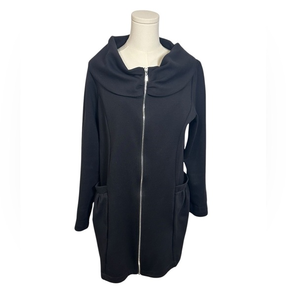 COMFY USA Black Tunic Jacket Boxy  Full Zip Artsy Lagenlook Size M - Picture 11 of 11